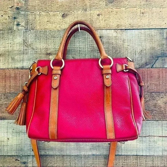 Dooney & Bourke Pebbled Grain Leather Front Pocket Crossbody/Satchel in Burgundy - Picture 2 of 16